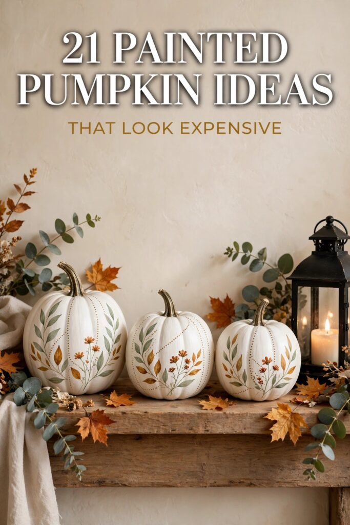 Elegant neutral painted pumpkin ideas for fall decor